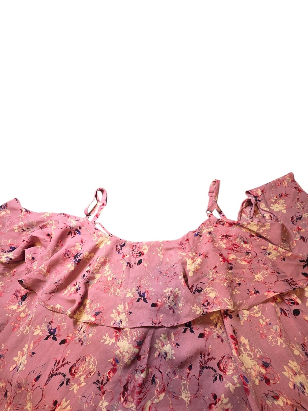 NWT Torrid Plus Size 6X 6 Dusty Rose Pink Floral Lace Up Cold Shoulder Blouse - Picture 10 of 10